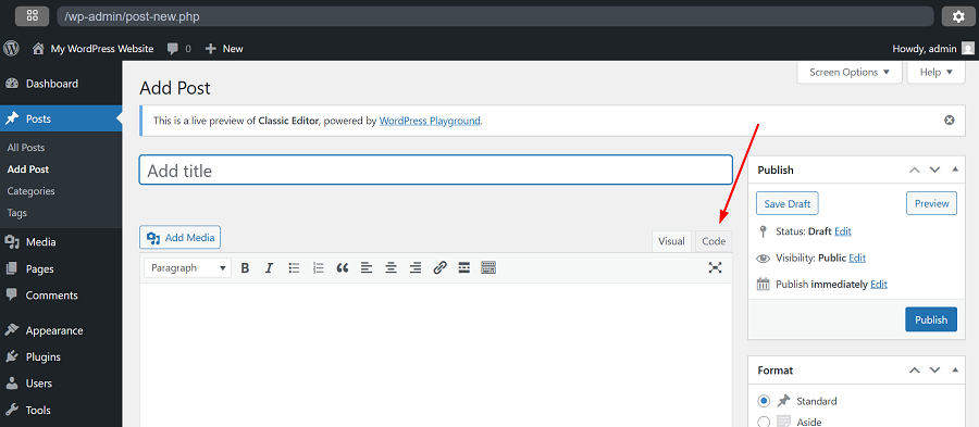 text editor code editor classic editor plugin