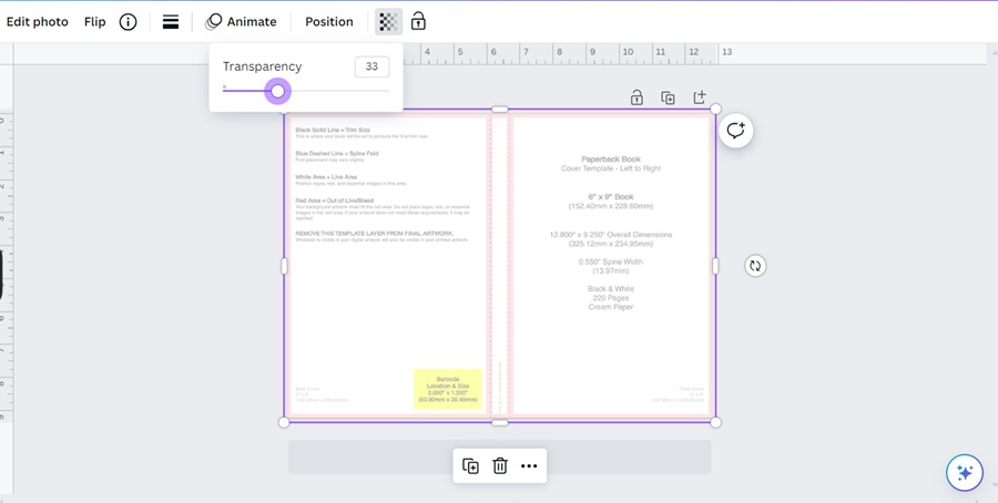 screenshot of where to find transparency icon in canva