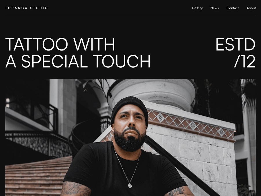 screenshot of turanga wordpress theme for tattoo artists