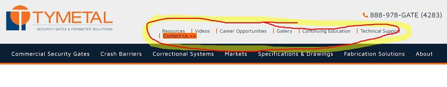 tymetal secondary menu