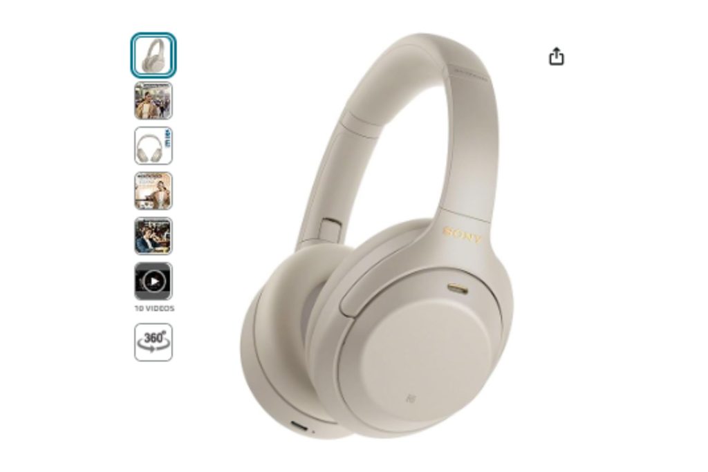 A pair of light gold headphones.