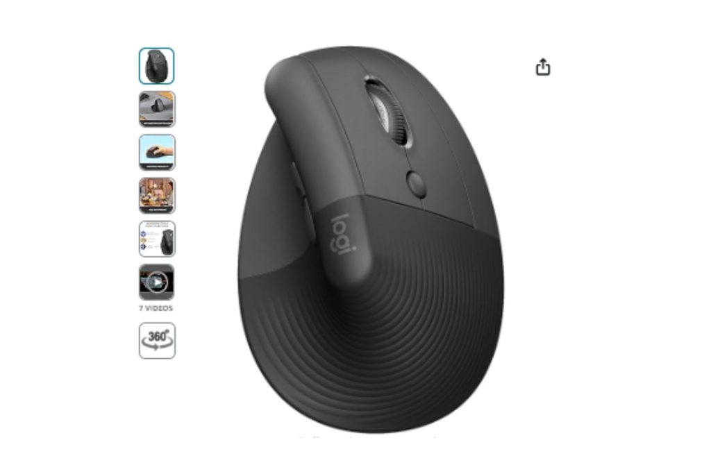 a black vertical mouse with an ergonomic design.