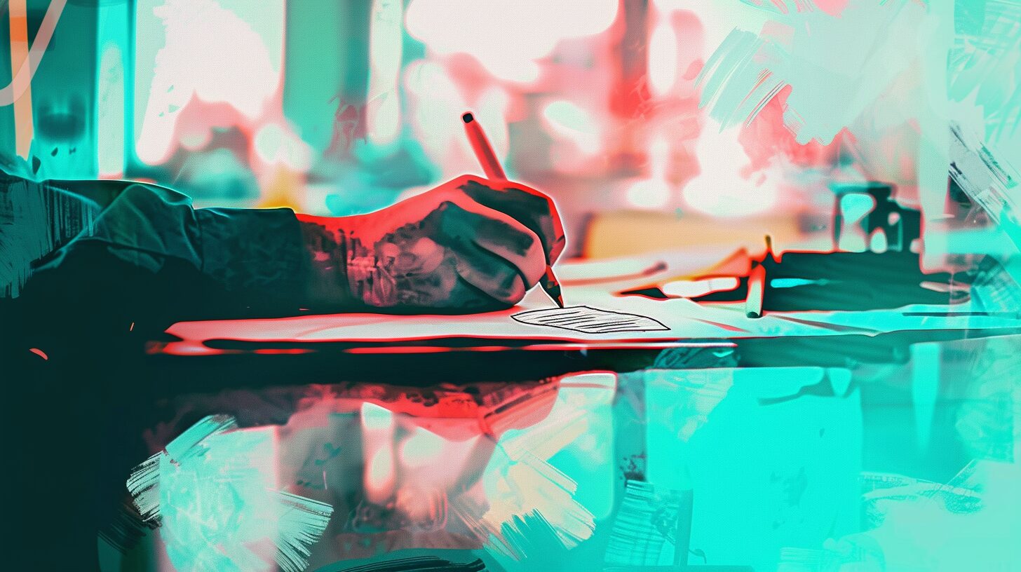 a person creating a wireframe on a piece of paper