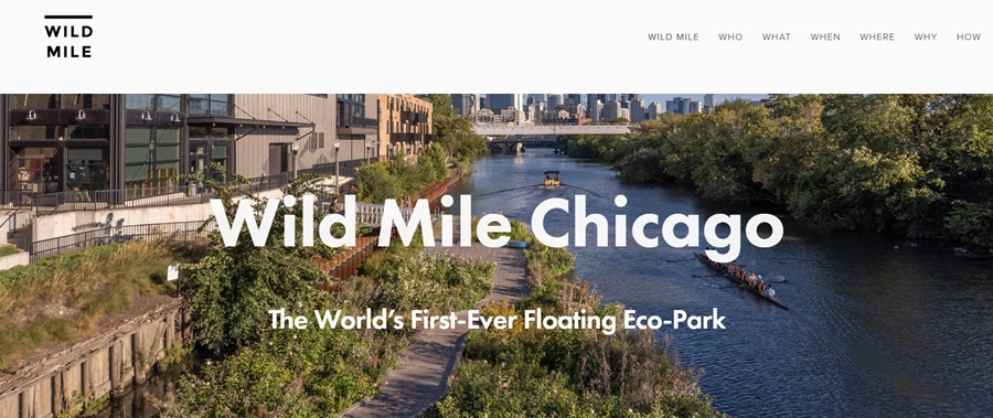 screenshot of wild mile website with nature inspired color scheme