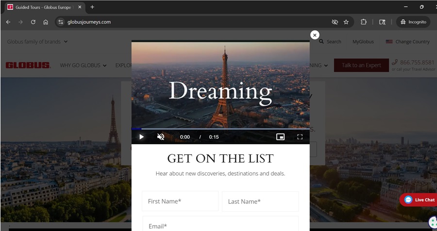 mobile version of globus website