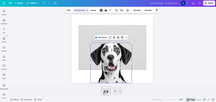 canva's magic grab screenshot