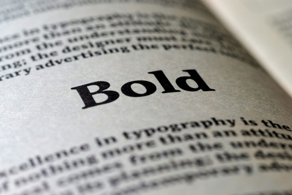 a bold typeface in the word Bold