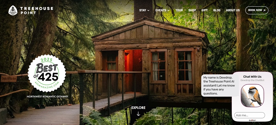 treehouse point website screenshot