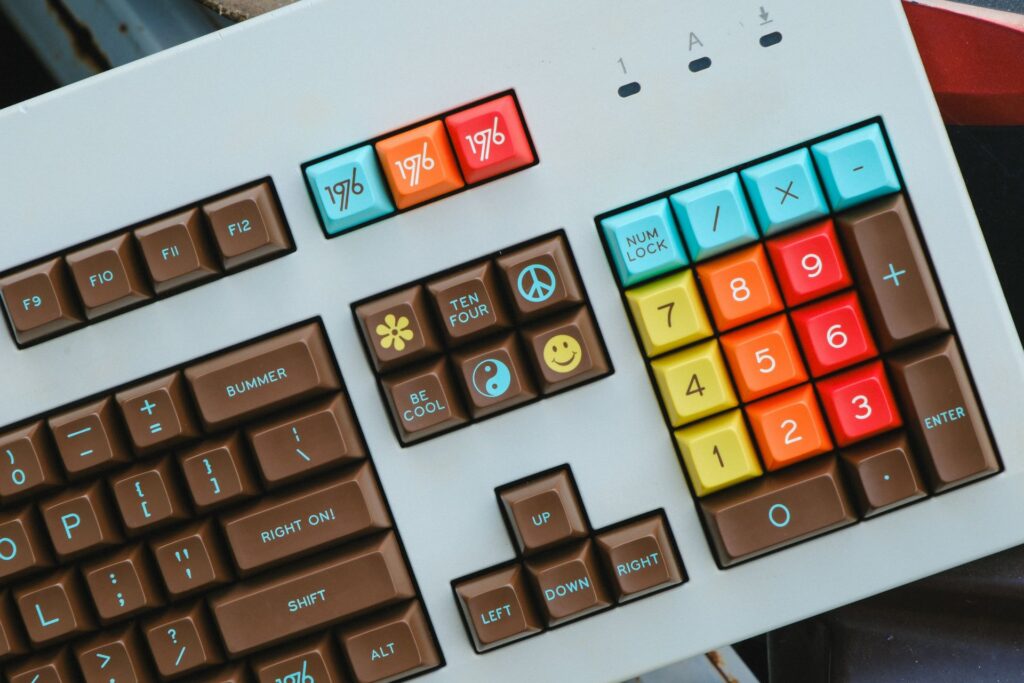 colorful close up of a keyboard 10 key