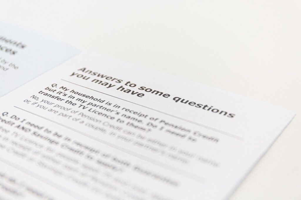 Close-up of an FAQ document