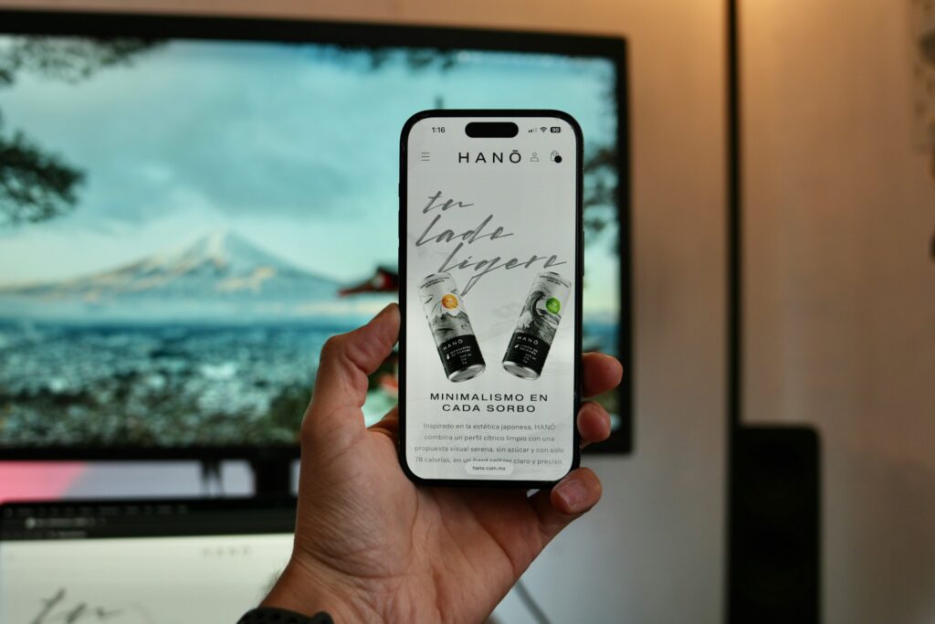 Product website on a mobile phone screen.