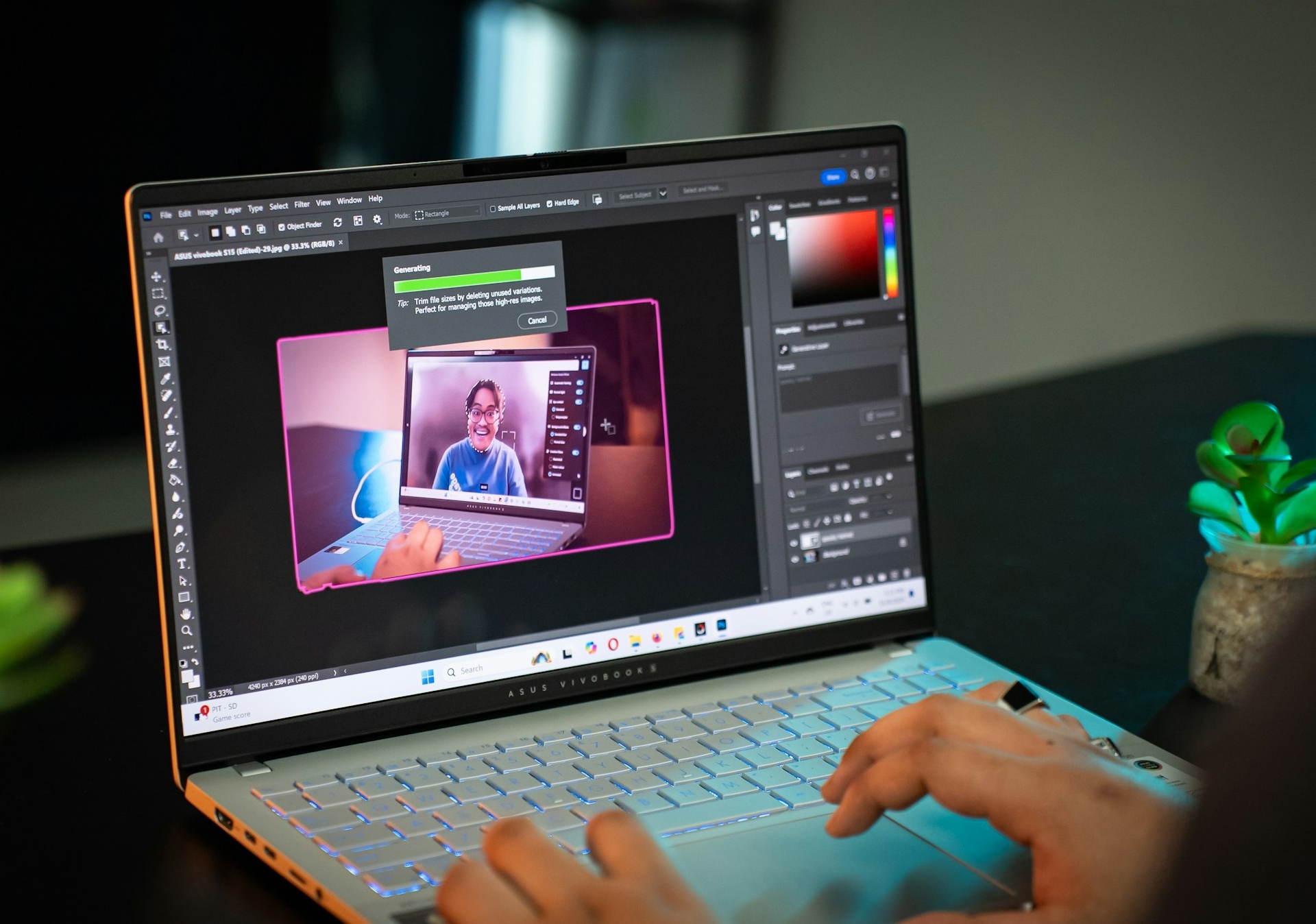 User editing photo on Photoshop