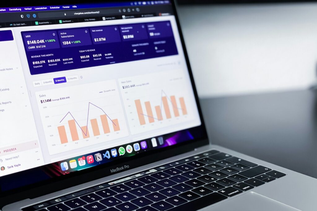 Laptop screen shows a tool for users to check web traffic