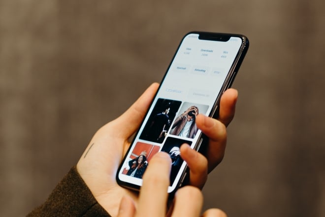 woman holding phone