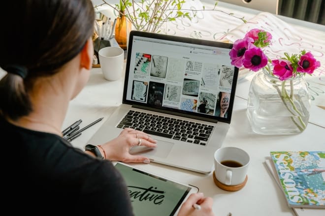 woman on computer