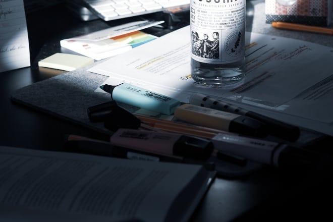 plastic bottle on printer paper
