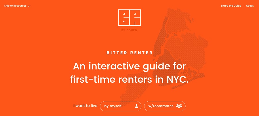 bitter renter monochromatic colors website example