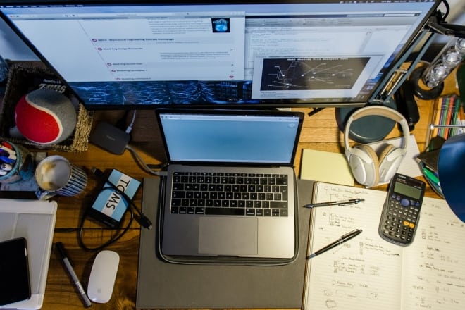 elevated image of computer setup