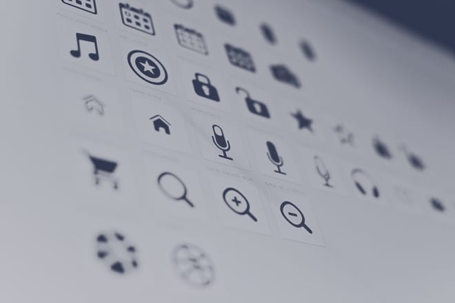icons on white paper