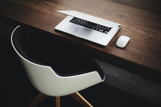 modern chair and laptop