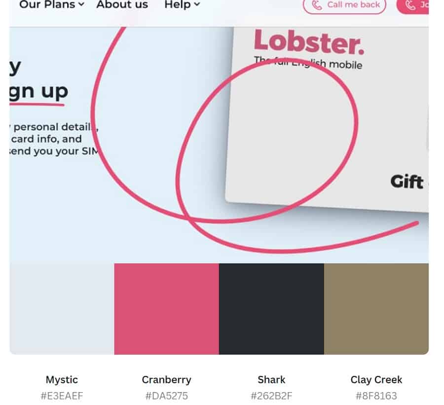 hex codes lobster