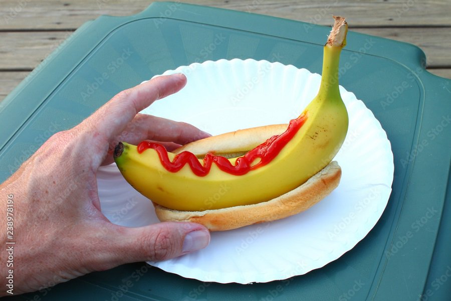 weird stock photos banana on bun