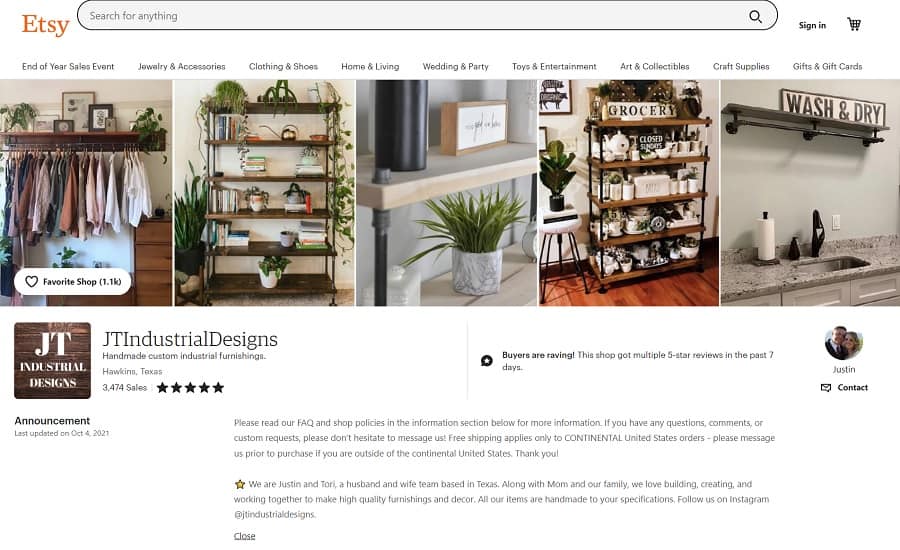 jt industrial designs screenshot how to sell on etsy