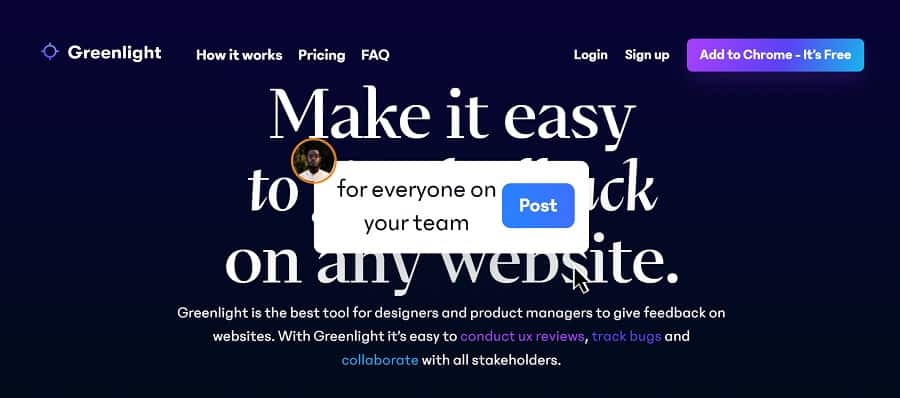 greenlight parts of a website example