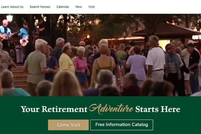 screenshot of award winning website the villages