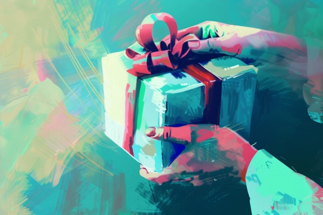 a closeup of a present being held in a person's hands
