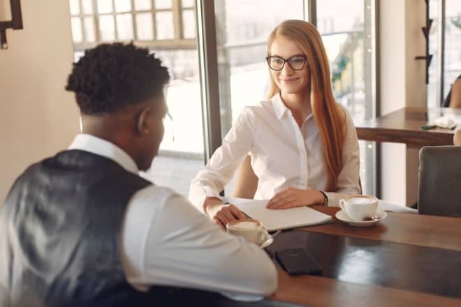 interview in coffee shop