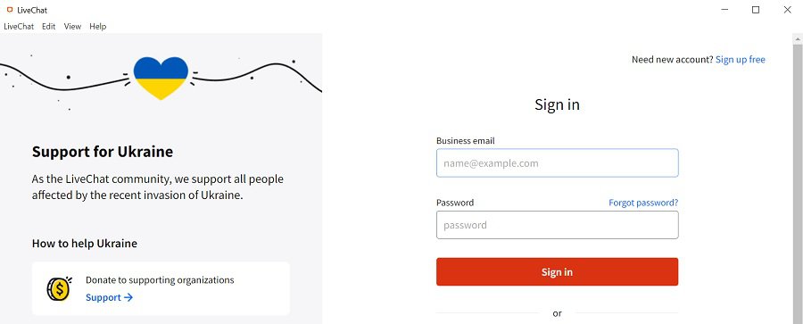 login to livechat from desktop