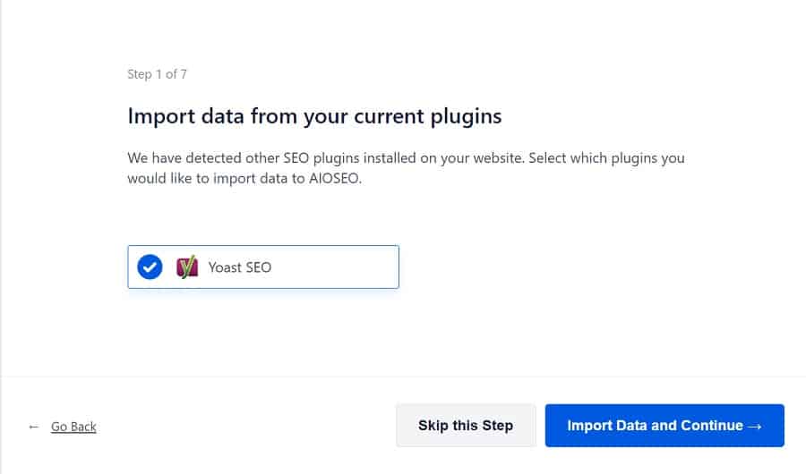 all in one seo import data screenshot