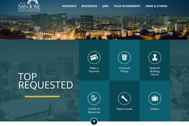 screenshot of city of san jose california website