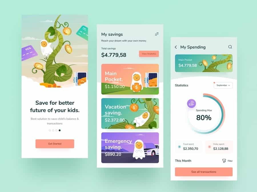 pastel triadic colors at Dribbble