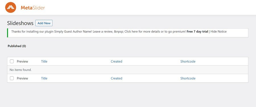build a new slider in MetaSlider