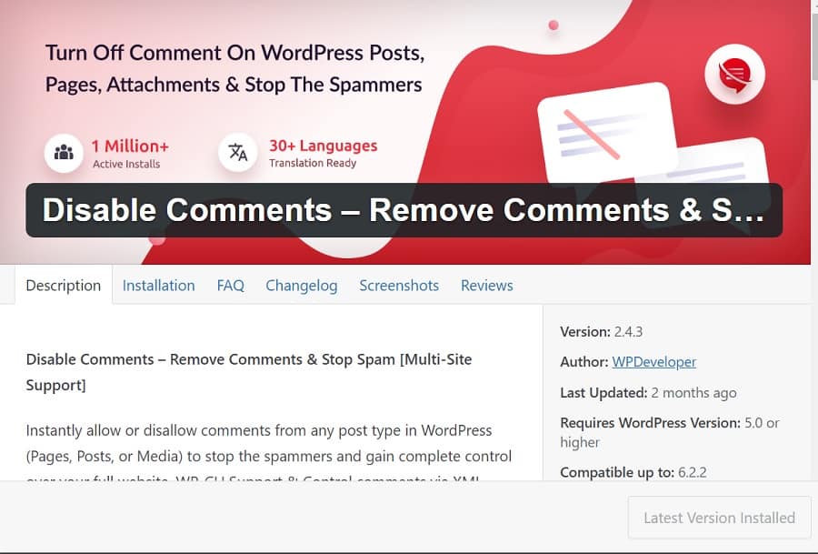 install disable comments