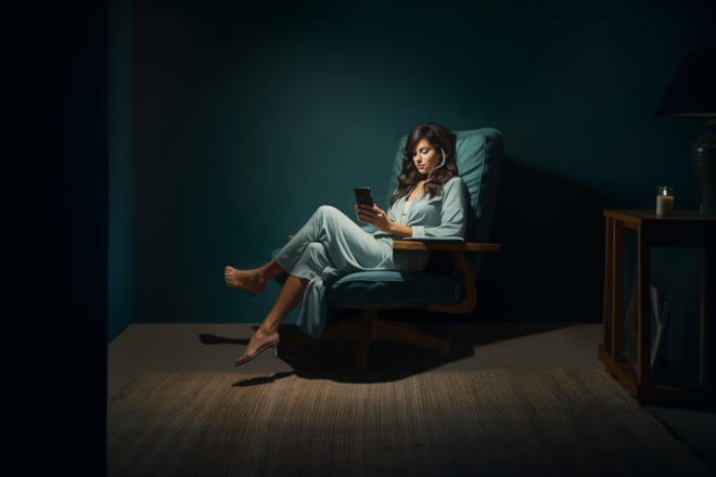 A woman on her phone.