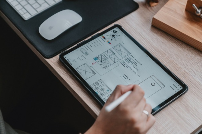 UX designer working on a tablet