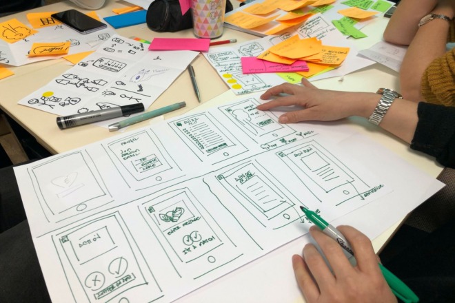A designer planning the website structure of a site