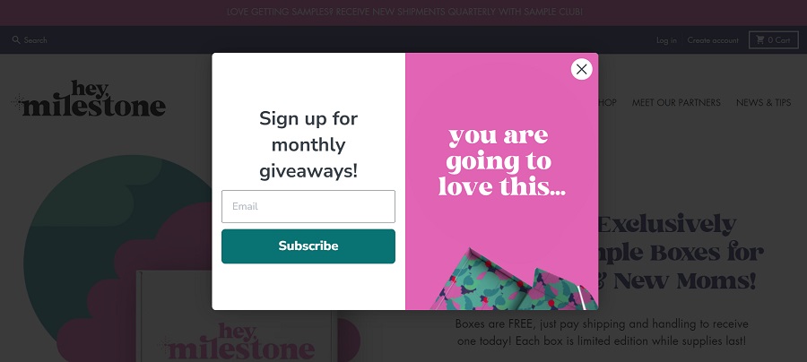 hey milestone pink website screenshot