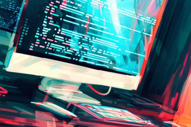 computer monitor with code on the screen