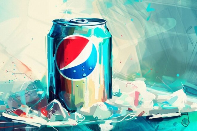 a can of Pepsi sits in a cooler of ice
