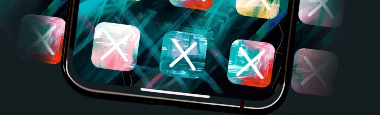 a phone displaying several app icons in different colors