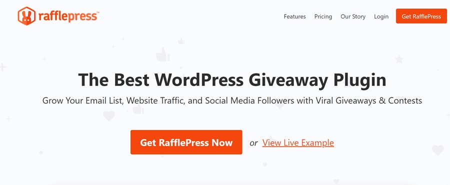 rafflepress homepage screenshot