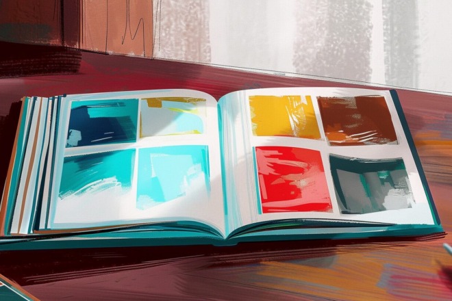 a color palette booklet sitting on a table