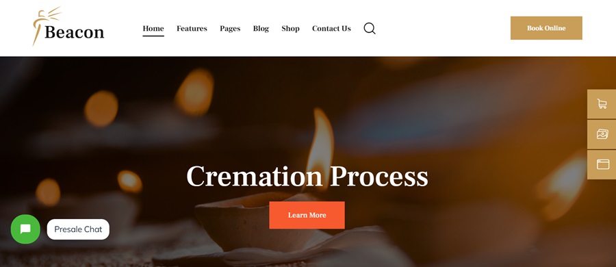 wordpress funeral themes screenshot of beacon