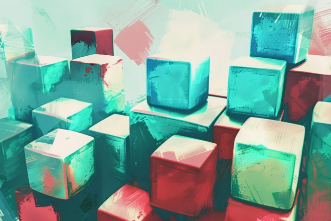 a stack of building blocks in assorted colors