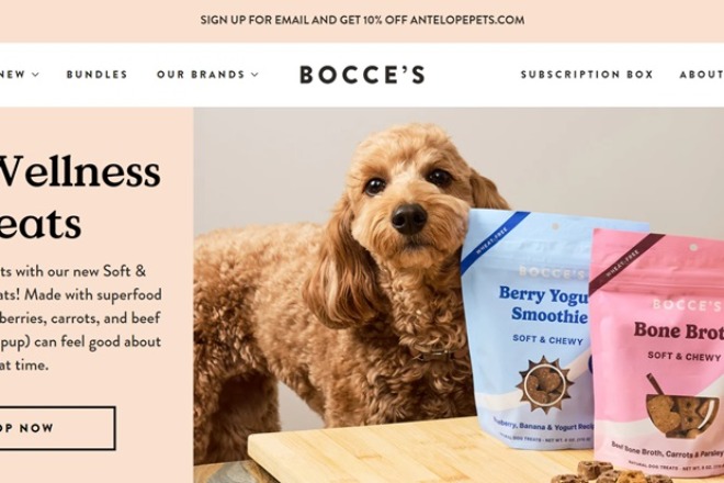 screenshot of bocce's bakery designerly award winner