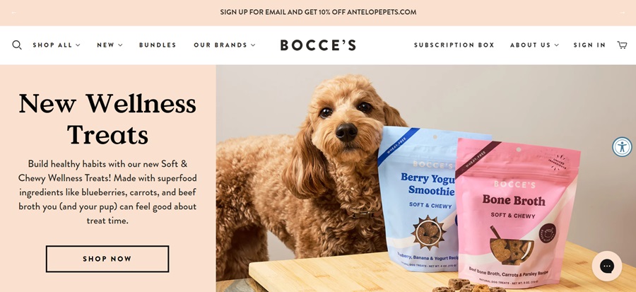 screenshot of bocce's bakery designerly award winner